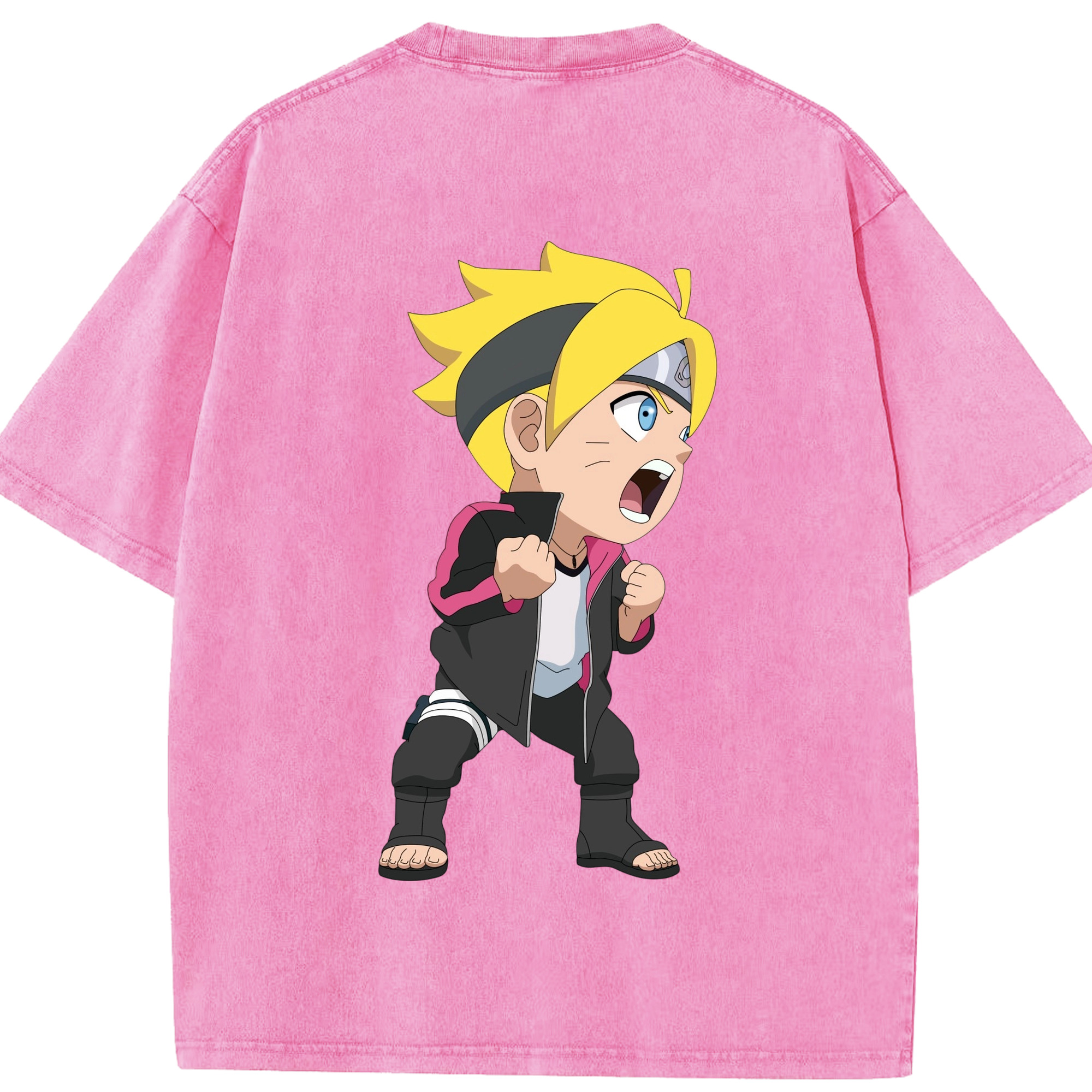 （画像用） NARUTO -ナルト- うずまき ボルト Uzumaki Boruto 綿100% ヴィンテージ風 半袖Tシャツ（背面プリント）